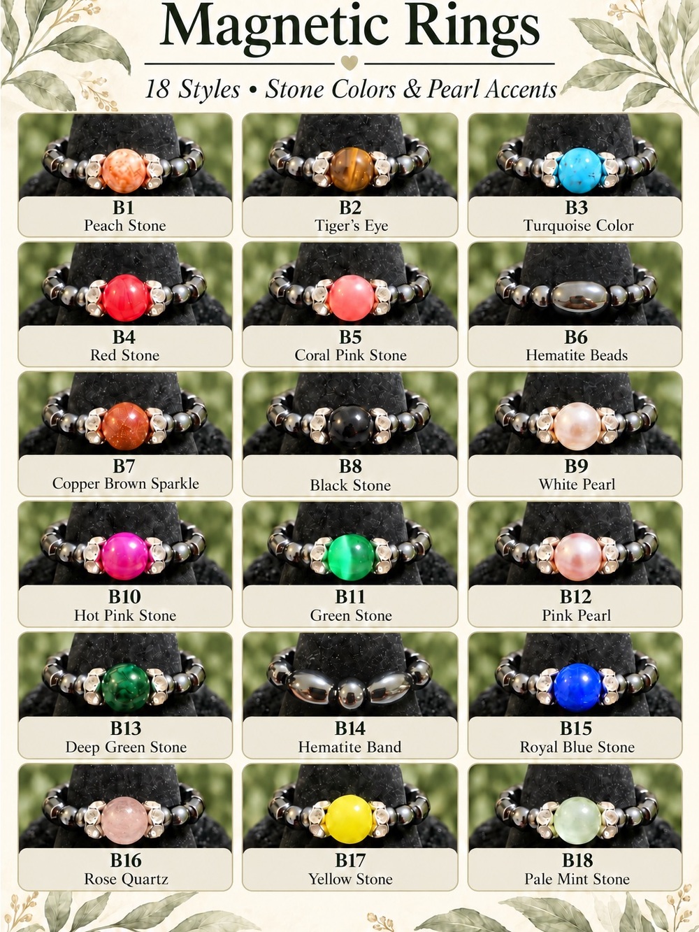 Natural Hematite Magnetic Stretchy Ring